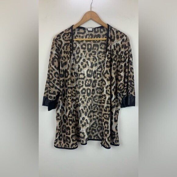 Mona Leah Couture Ladies Mesh Zippered Blouse Cardigan Animal Print Size Medium - Picture 7 of 12